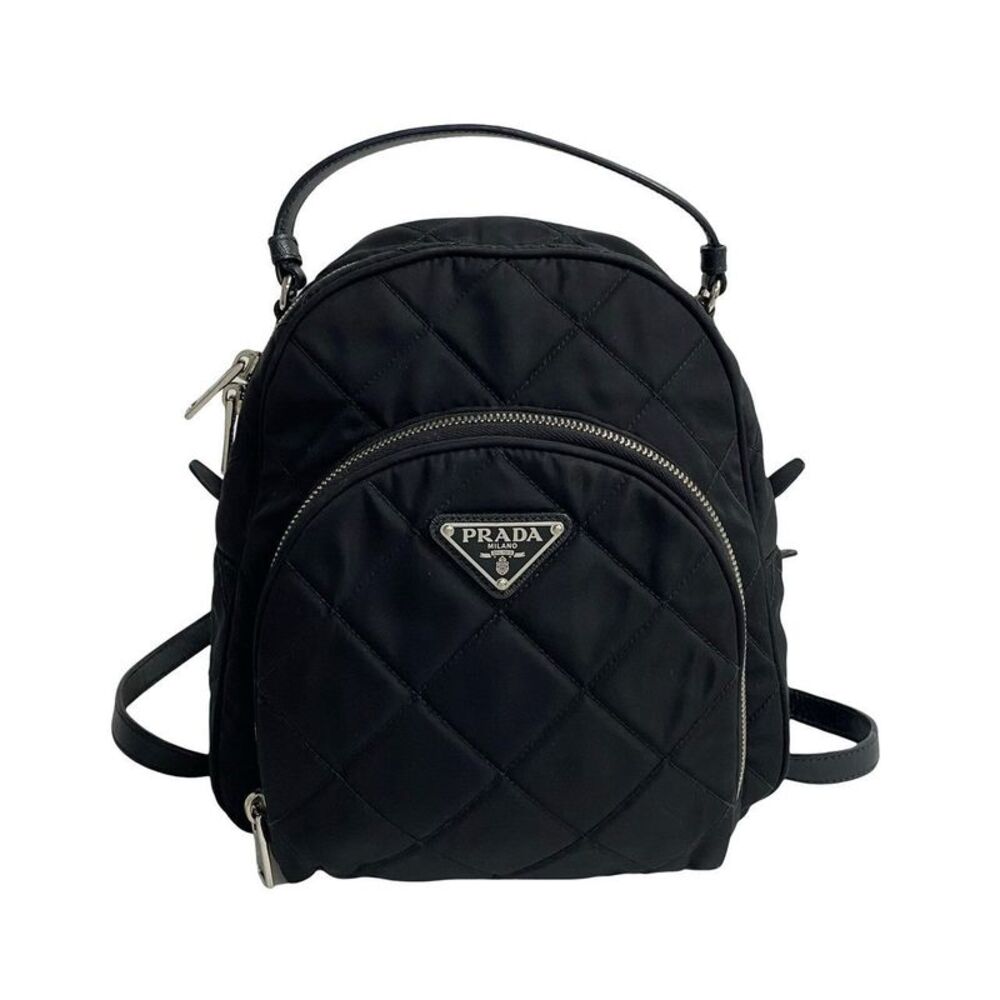 Prada Triangle Logo Nylon Saffiano Leather Mini Backpack - Picture 2 of 6